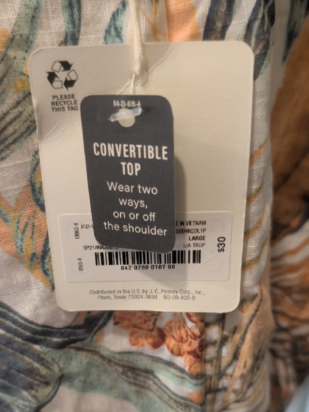 a.n.a White Off-Shoulder Floral Blouse with Orange and Green Leaves - Picture 3 of 5